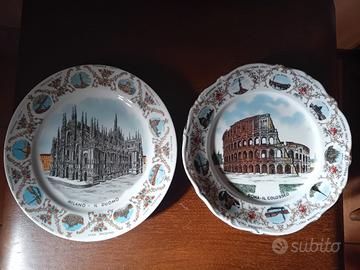 VECCHI PIATTI SOUVENIR ROMA MILANO VINTAGE ANNI 60