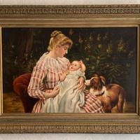 SPLENDIDO QUADRO CON CORNICE AUTENTICA ANTICA