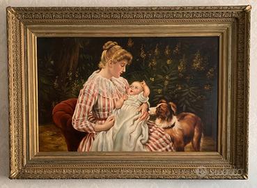 SPLENDIDO QUADRO CON CORNICE AUTENTICA ANTICA