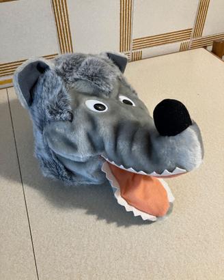 cappello peluche lupo grigio