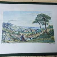 Dipinto Aquerello di R. Rolandi Vesuvio Somma