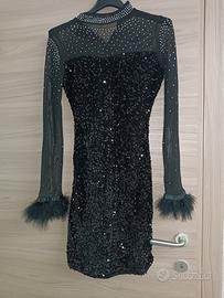 vestito paiette e piume 
