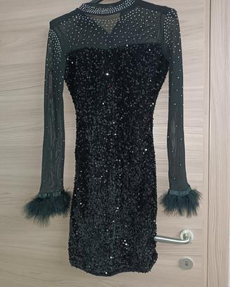 vestito paiette e piume 
