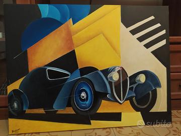 Quadro olio su tela Bugatti Futurismo 50*60