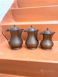 Set 3 Caffettiere Vintage In Rame