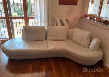 Divano angolare Natuzzi mod. Rondo’ pelle bianca