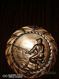 Medaglia Pesca Placcata Oro peso 29 grammi 