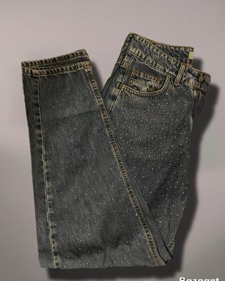 Jeans blu con strass