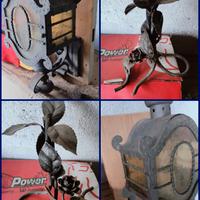 lampada in ferro battuto con Rosa. 