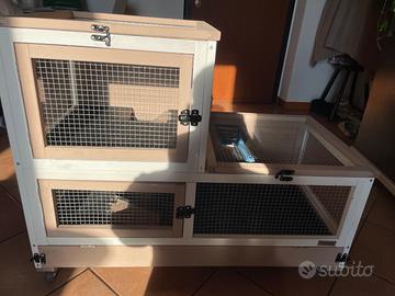 Gabbietta per conigli in legno