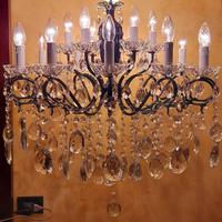 LAMPADARIO 18 LUCI  NERO CON GOCCE DI CRISTALLO 
