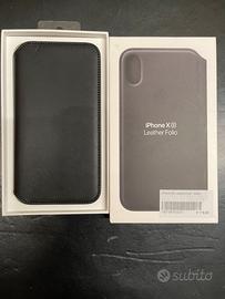 Portatelefono a libro in pelle nera iPhone XS
