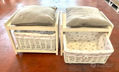 Mobiletto shabby chic porta pantofole per ingresso