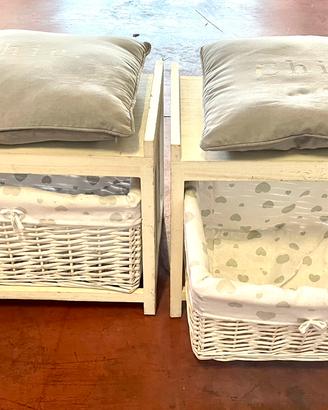 Mobiletto shabby chic porta pantofole per ingresso
