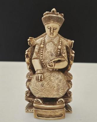 Statua vintage imperatore cinese in resina alt 16