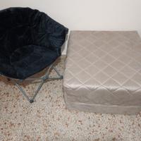 Pouf letto+Sedia in velluto Nera 