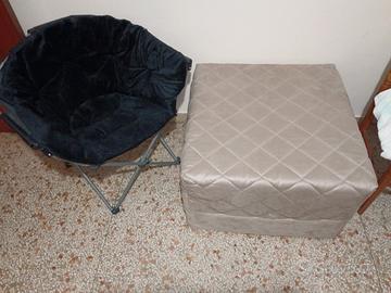 Pouf letto+Sedia in velluto Nera 