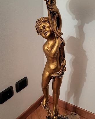 statua con putto stile barocco dorato 