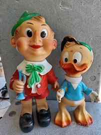 Pinocchio e Qui vintage Ledraplastic Walt Disney