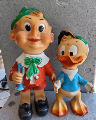 Pinocchio e Qui vintage Ledraplastic Walt Disney