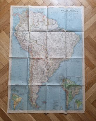 Mappa National Geographic Sud America Vintage