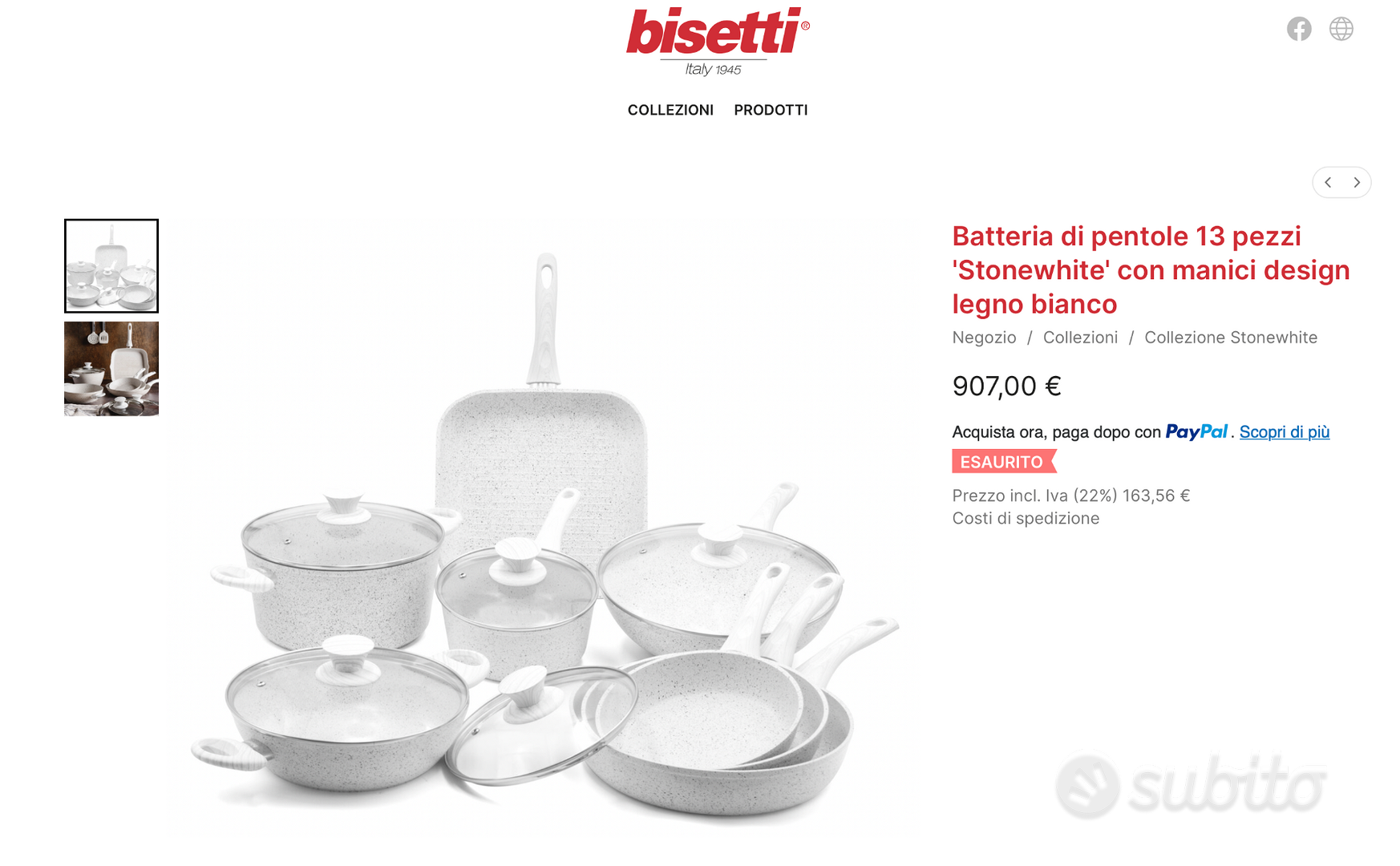 Set padelle induzione Bisetti 13 pezzi Stonewhite Arredamento e