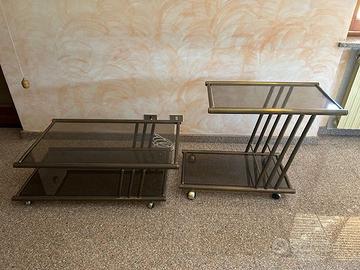 2 tavolini vetro e metallo Vintage 1970