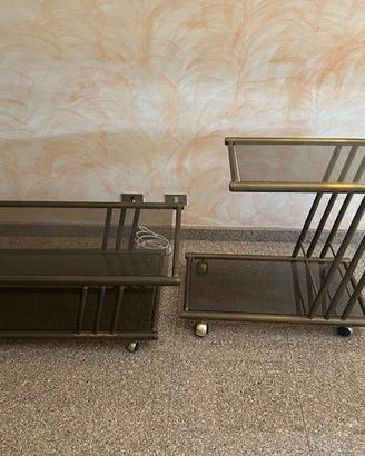 2 tavolini vetro e metallo Vintage 1970