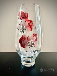 Vaso vetro argento design h32 cm