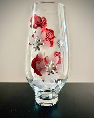 Vaso vetro argento design h32 cm