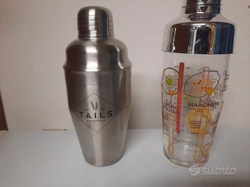 2 Shaker in vetro graduato con ricette + acciaio