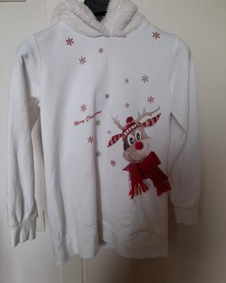 felpa di Natale cm152 con tasche cappuccio e renna