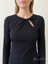 Maglia ELEH nera cut-out Tg 42 nuova cartellino