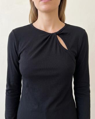 Maglia ELEH nera cut-out Tg 42 nuova cartellino