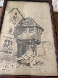 Disegno a matita firmato Karl  Bodmer