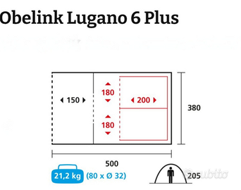 Tenda da campeggio Obelink Lugano 6 plus