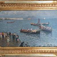 Attilio pratella veduta golfo di napoli olio tela