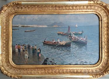 Attilio pratella veduta golfo di napoli olio tela