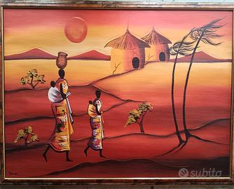 quadro etnico africano dipinto a mano 