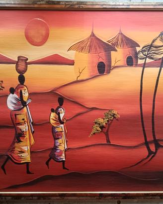 quadro etnico africano dipinto a mano 