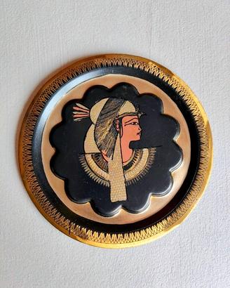 Piatto egiziano da parete in rame/ottone, vintage.