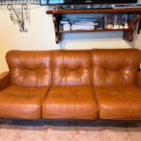 divano chateaux d' ax  in legno e  vera pelle