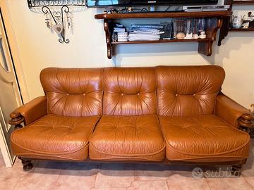 divano chateaux d' ax  in legno e  vera pelle