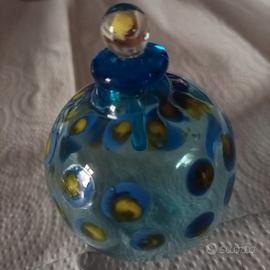 Boccetta azzurra portaprofumo vetro Murano