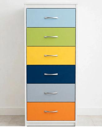 cassettiera colorata con 6 cassetti