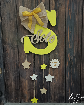 Fiocco Nascita/Fuori porta personalizzato in legno