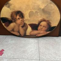 quadro ovale di legno due angeli 