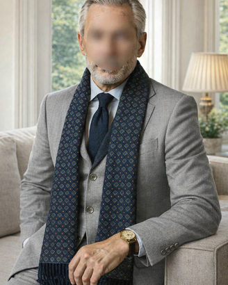 Raffinata sciarpa di marca in lana