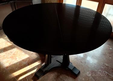 tavolo rotondo legno scuro massello 