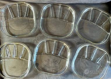 Set 6 piatti in vetro per fonduta Joe Colombo